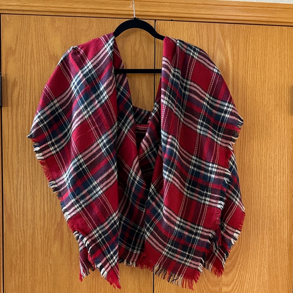 Grace & Lace Red Plaid Fringe Blanket Scarf